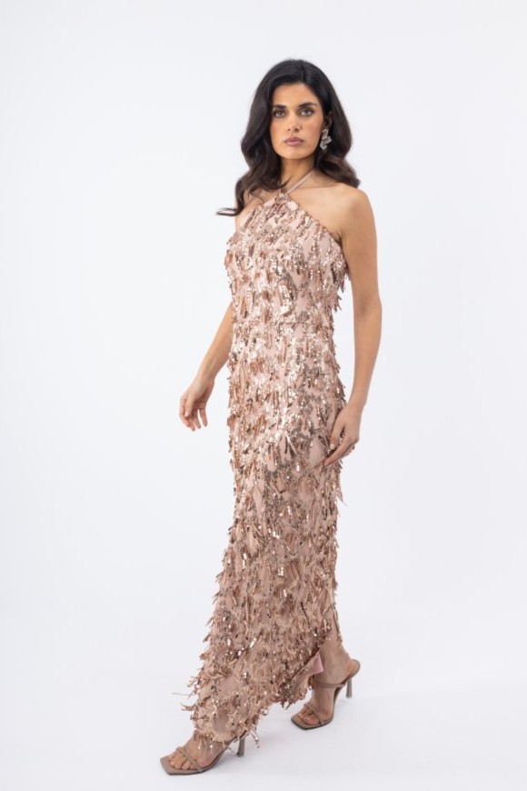 gunaikeio maxi forema roz xruso diakosmimeno me pagietes kai krossia (5)